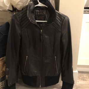 Mackage black leather jacket XS